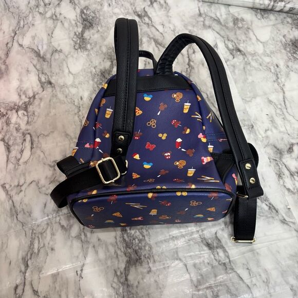 Disney Parks Loungefly Backpack Food snacks blue Mickey rare bag - Picture 8 of 9